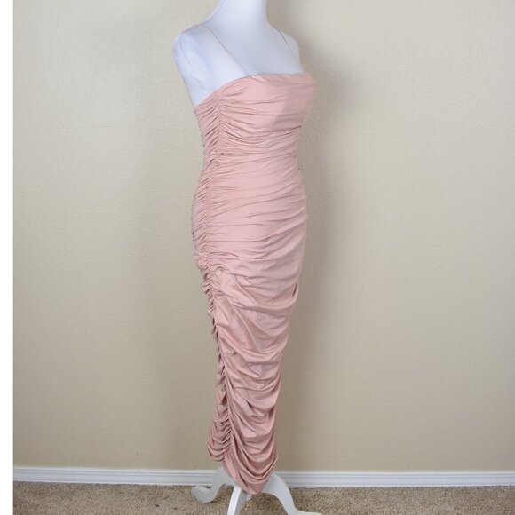 Elegant Pink Ruched Dress - Picture 6 of 10